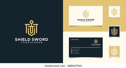 Shield Sword Law firm Security company logo Designs vector, Lawyer Attorney Advocate Logo design vector template and business card