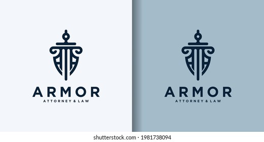 Shield Sword Law Firm Security Company Logo Designs Vector, Lawyer Attorney Advocate Logo Design Vector