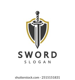 escudo com logotipo de espada Defesa e ideia do conceito de logotipo de guarda