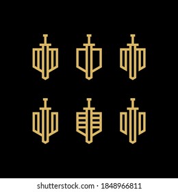 shield sword logo design icon modern