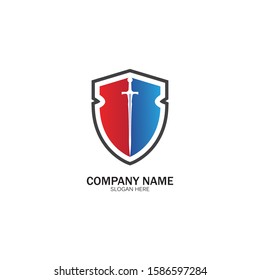 Shield and Sword logo icon design template.Guardian icon.security element.