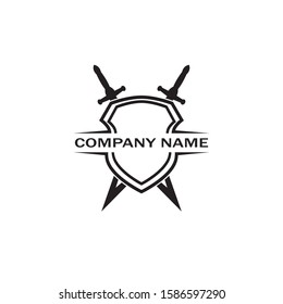 Shield and Sword logo icon design template.Guardian icon.security element.
