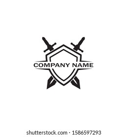 Shield and Sword logo icon design template.Guardian icon.security element.