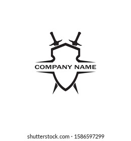 Shield and Sword logo icon design template.Guardian icon.security element.