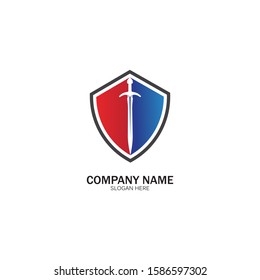 Shield and Sword logo icon design template.Guardian icon.security element.