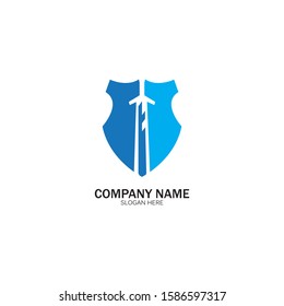 Shield and Sword logo icon design template.Guardian icon.security element.