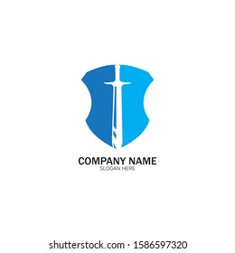 Shield and Sword logo icon design template.Guardian icon.security element.