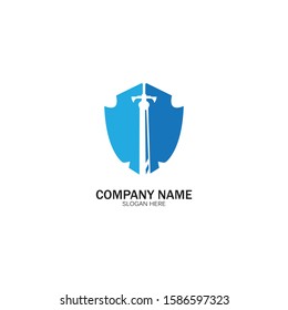 Shield and Sword logo icon design template.Guardian icon.security element.