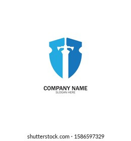 Shield and Sword logo icon design template.Guardian icon.security element.