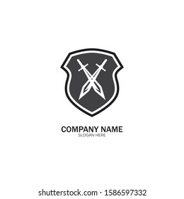 Shield and Sword logo icon design template.Guardian icon.security element.