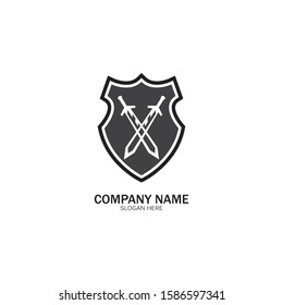 Shield and Sword logo icon design template.Guardian icon.security element.