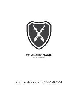 Shield and Sword logo icon design template.Guardian icon.security element.
