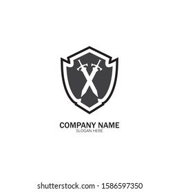 Shield and Sword logo icon design template.Guardian icon.security element.