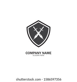 Shield and Sword logo icon design template.Guardian icon.security element.