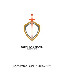 Shield and Sword logo icon design template.Guardian icon.security element.
