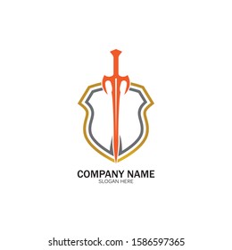 Shield and Sword logo icon design template.Guardian icon.security element.