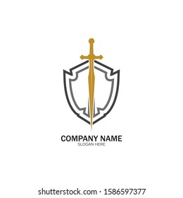 Shield and Sword logo icon design template.Guardian icon.security element.