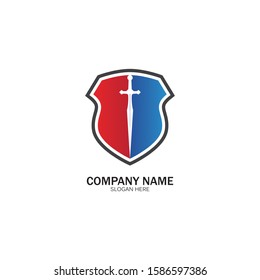 Shield and Sword logo icon design template.Guardian icon.security element.