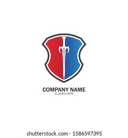 Shield and Sword logo icon design template.Guardian icon.security element.