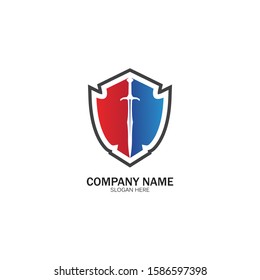 Shield and Sword logo icon design template.Guardian icon.security element.
