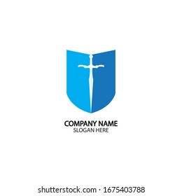 Icono de Blindaje y espada plantilla de diseño.Icono.seguridad de Guardian.