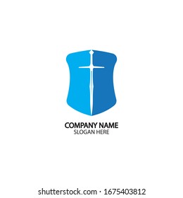 Shield and Sword logo icon design template.Guardian icon.security element.