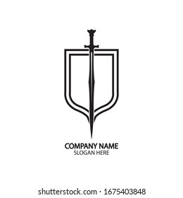 Shield and Sword logo icon design template.Guardian icon.security element.