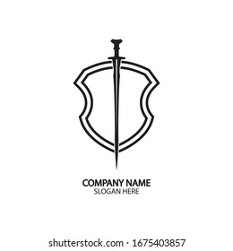Shield and Sword logo icon design template.Guardian icon.security element.