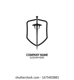 Shield and Sword logo icon design template.Guardian icon.security element.