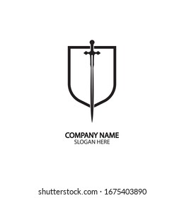 Shield and Sword logo icon design template.Guardian icon.security element.