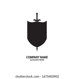 Shield and Sword logo icon design template.Guardian icon.security element.