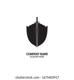 Shield and Sword logo icon design template.Guardian icon.security element.
