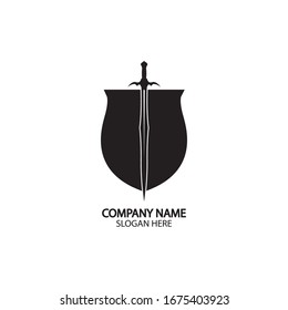 Icono de Blindaje y espada plantilla de diseño.Icono.seguridad de Guardian.