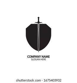 Icono de Blindaje y espada plantilla de diseño.Icono.seguridad de Guardian.