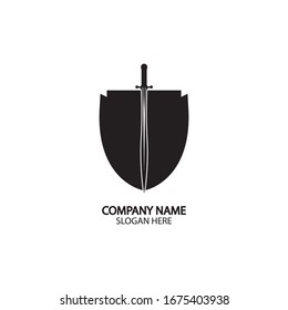 Shield and Sword logo icon design template.Guardian icon.security element.