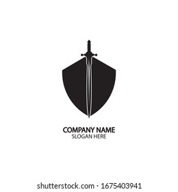 Shield and Sword logo icon design template.Guardian icon.security element.