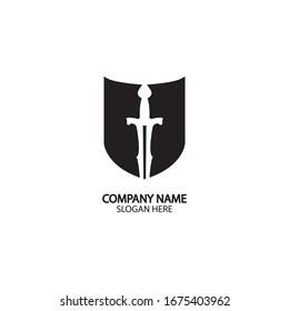 Shield and Sword logo icon design template.Guardian icon.security element.