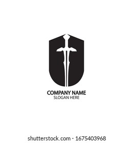 Icono de Blindaje y espada plantilla de diseño.Icono.seguridad de Guardian.