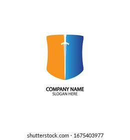 Icono de Blindaje y espada plantilla de diseño.Icono.seguridad de Guardian.