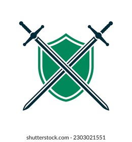 Shield and Sword logo icon design template.Guardian icon.security element.
