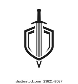 Logo de Escudo y espada sobre fondo blanco