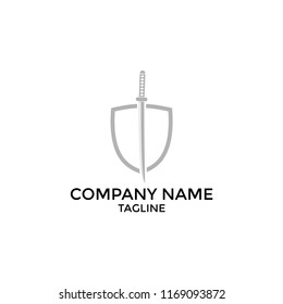 Shield and sword logo template for law and security bussiness