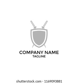 Shield and sword logo template for law and security bussiness