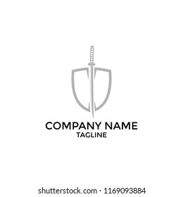 Shield and sword logo template for law and security bussiness