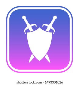 Shield and sword logo template. Protected icon.