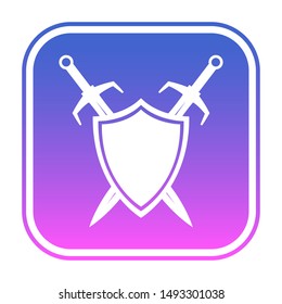 Shield and sword logo template. Protected icon.