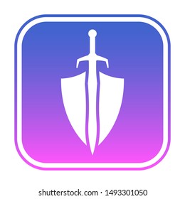 Shield and sword logo template. Protected icon.