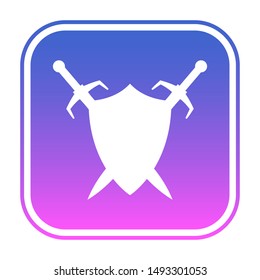 Shield and sword logo template. Protected icon.