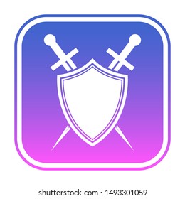 Shield and sword logo template. Protected icon.