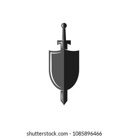 Shield and sword logo, weapon of the medieval knight, Historical Medieval Battles tournament emblem
